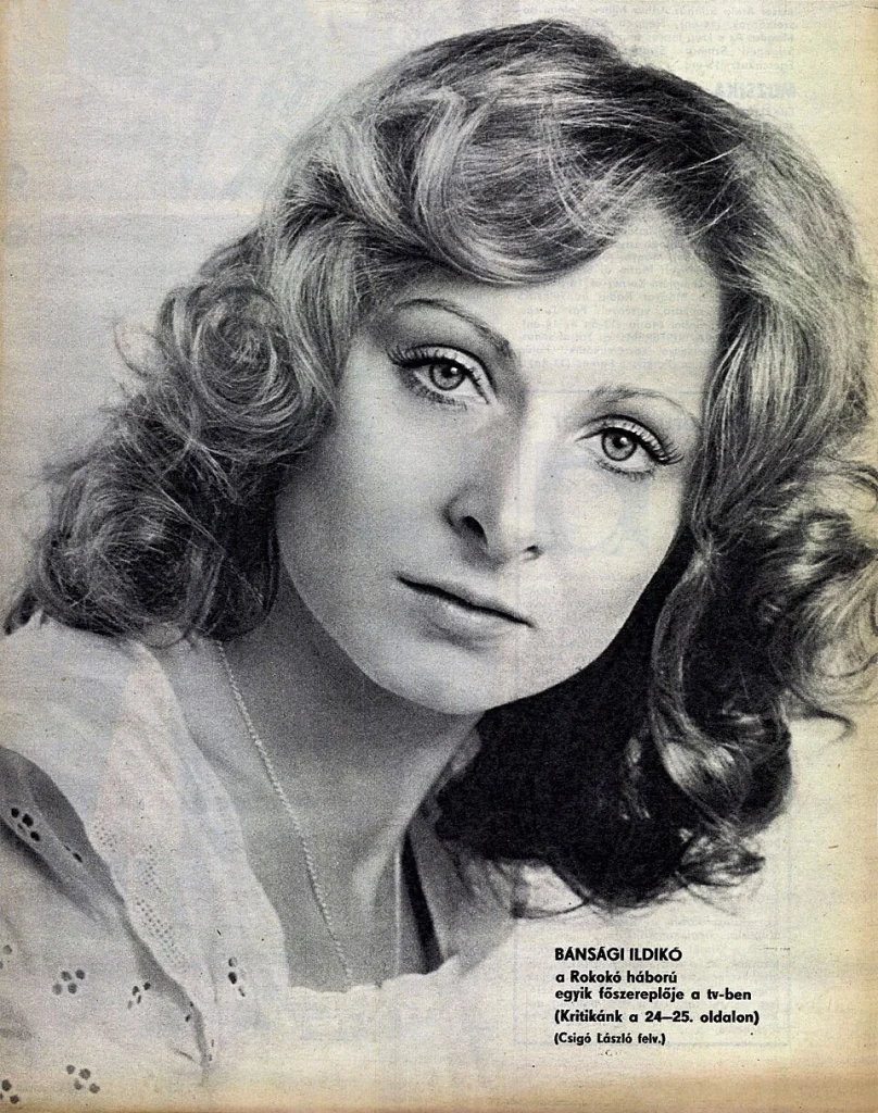 Bánsági Ildikó fényképe a Film Színház Muzsika 1975. évi 20. évfolyam 6. számában. Kiadvány megjelenési éve: 1976 A kép helye a kiadványban: első borítón
