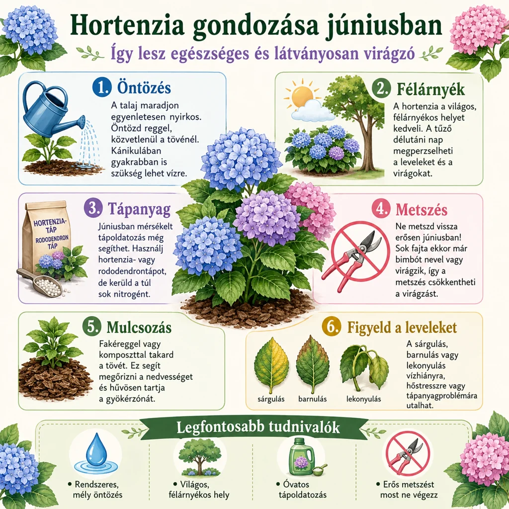 Hortenzia gondozása júniusban
